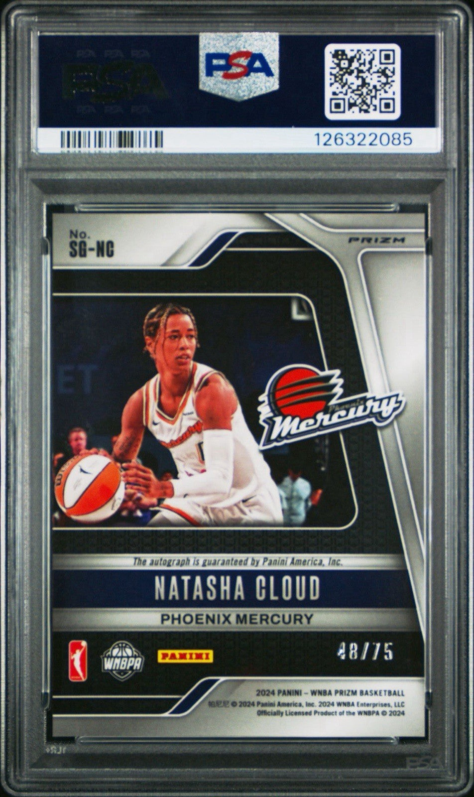 2024 Panini Prizm WNBA #SG-NC Natasha Cloud Signatures AUTO BLUE /75 - PSA 9