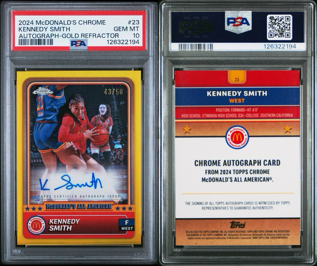 2024 Topps Chrome McDonald's #23 - Kennedy Smith Gold Refractor Auto /50 PSA 10