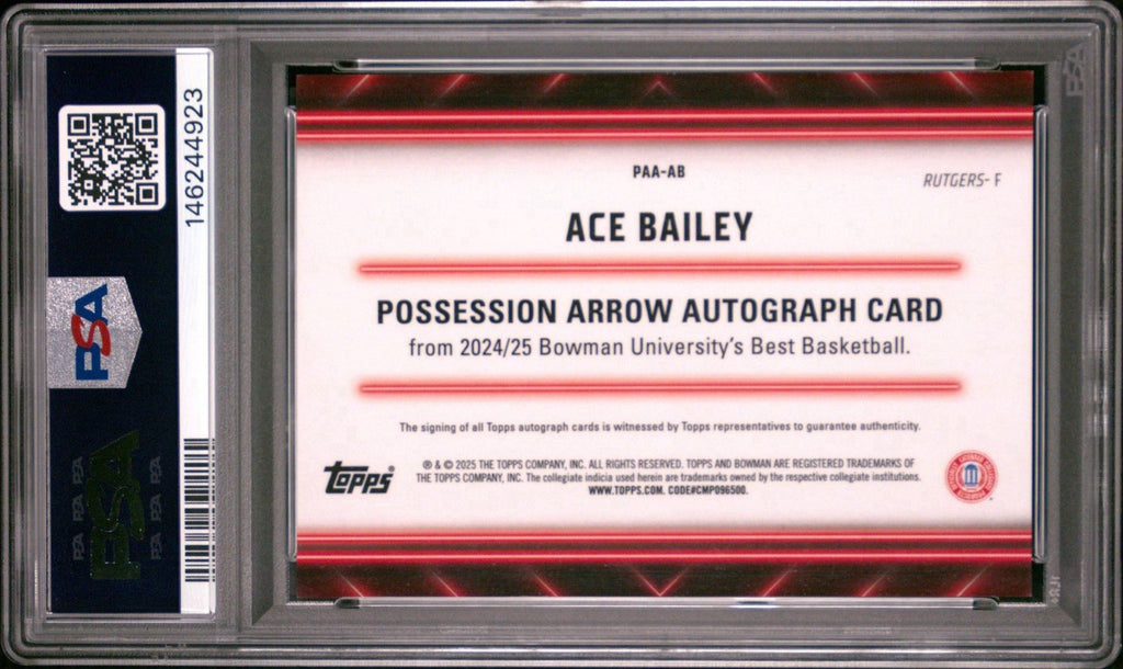 2024 BOWMAN U BEST ACE BAILEY POSSESSION ARROW AUTO Gold GEO. /50 PSA 10 Gem