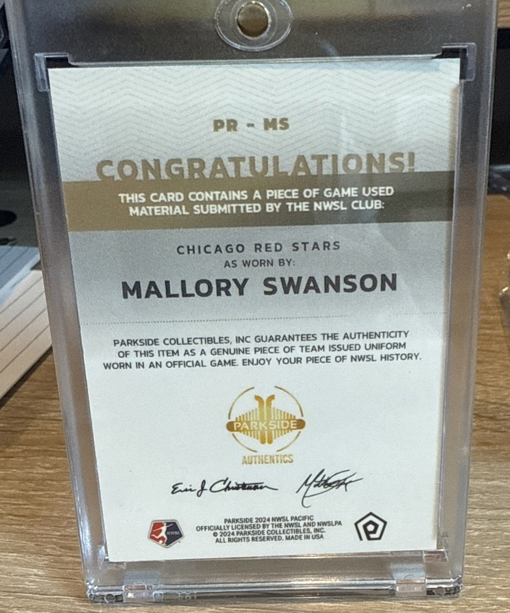 Mallory Swanson 2024 Parkside NWSL Pacific #PR-MS Game Worn Relic