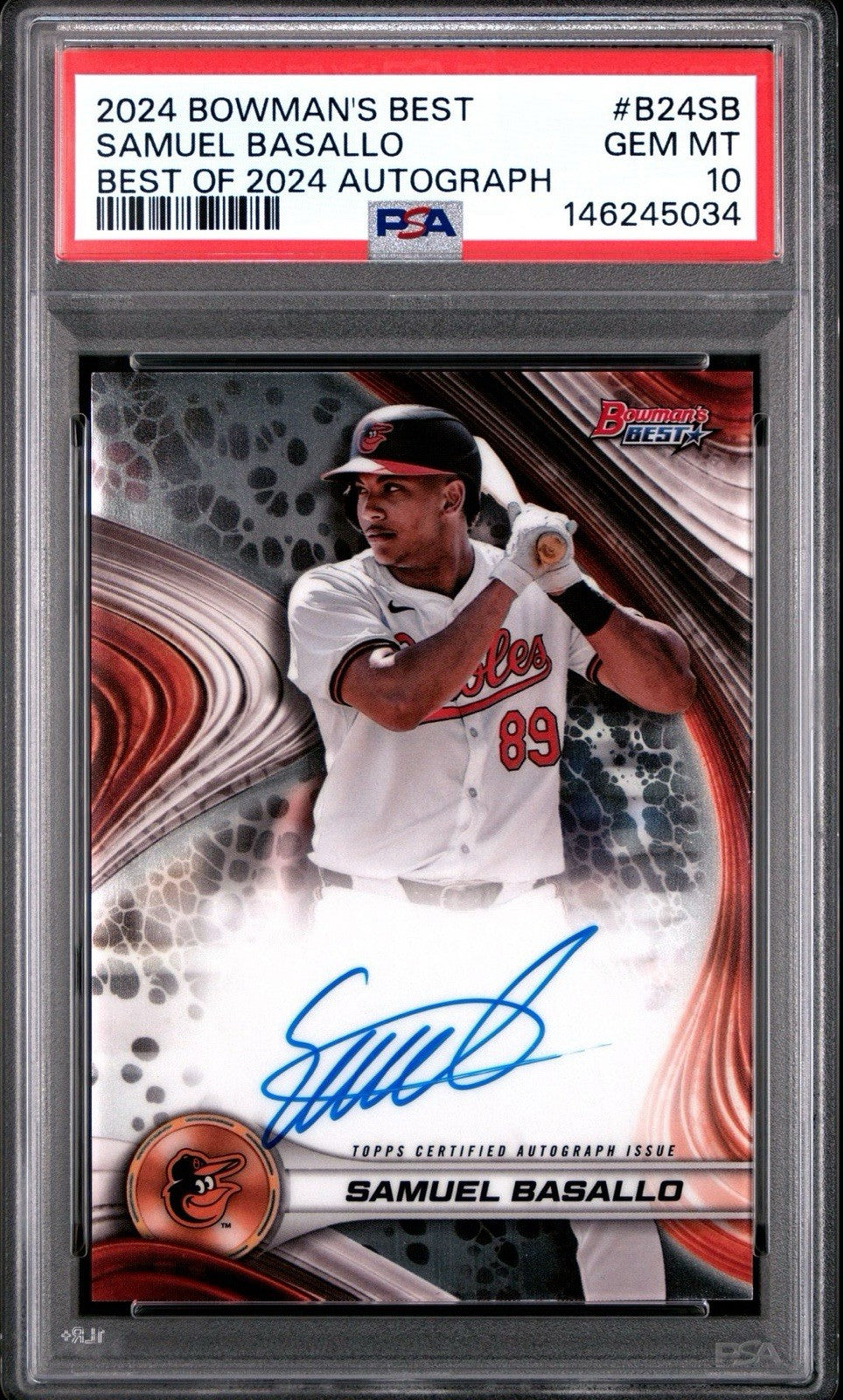2024 Bowman's Best - Best of 2024 Autographs Samuel Basallo #B24-SB PSA 10 Gem