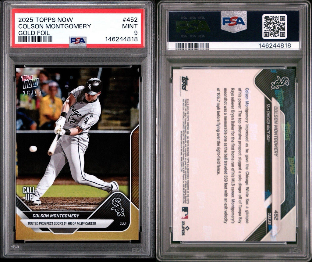 2025 Topps Now Call-Up Gold Foil #d /50 Colson Montgomery #452 PSA 9 Mint