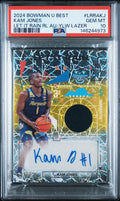 Kam Jones 2024 BOWMAN U BEST LET IT RAIN RELIC AUTO Yellow Lazer /75 - PSA 10