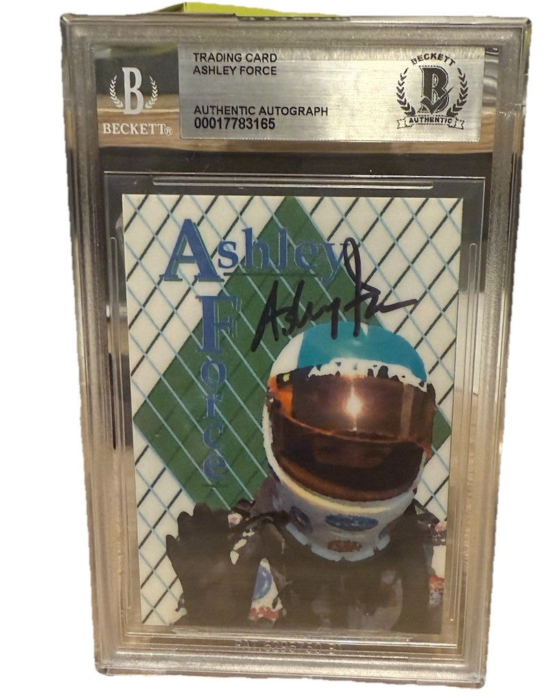 Signed Ashley Force - Custom Trading Card Beckett BAS Slab