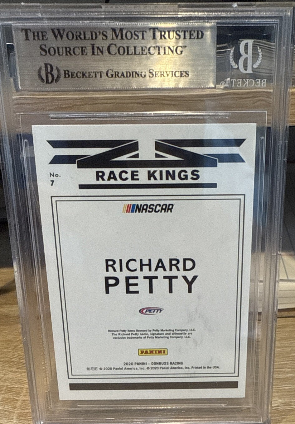 Signed Richard Petty 2020 Donruss Race Kings #7 BAS Beckett Slabbed