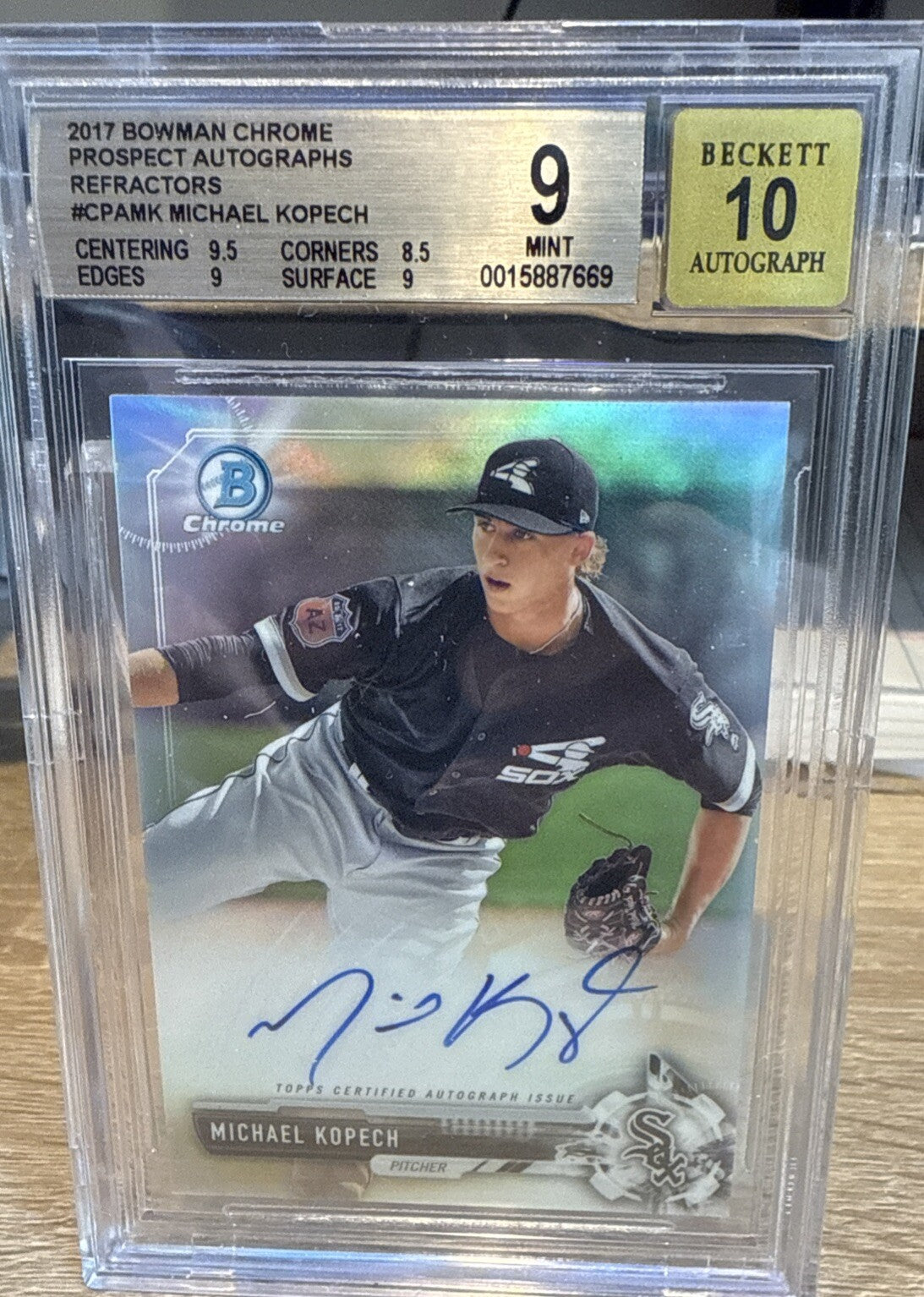 2017 Bowman Chrome Michael Kopech Prospect Refractor Auto BGS 9/Auto 10