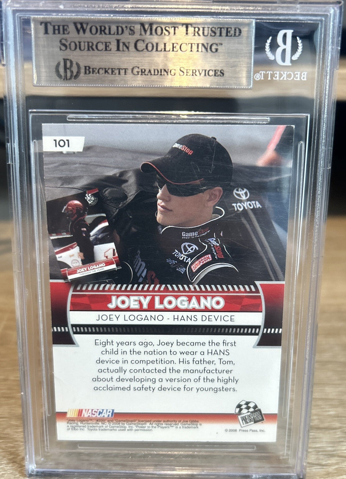 Joey Logano Signed 2009 Press Pass TTY  #101 Beckett BAS Slab