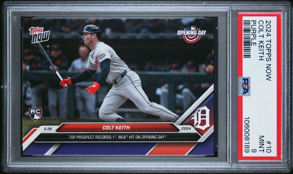2024 Topps Now Colt Keith 1st MLB Hit on Opening Day #10 Purple /25 PSA 9 Mint