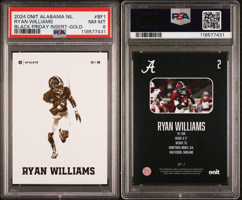 Ryan Williams Gold Holo Foil /99 Onit Athlete Whiteout #BF-1 - PSA 8