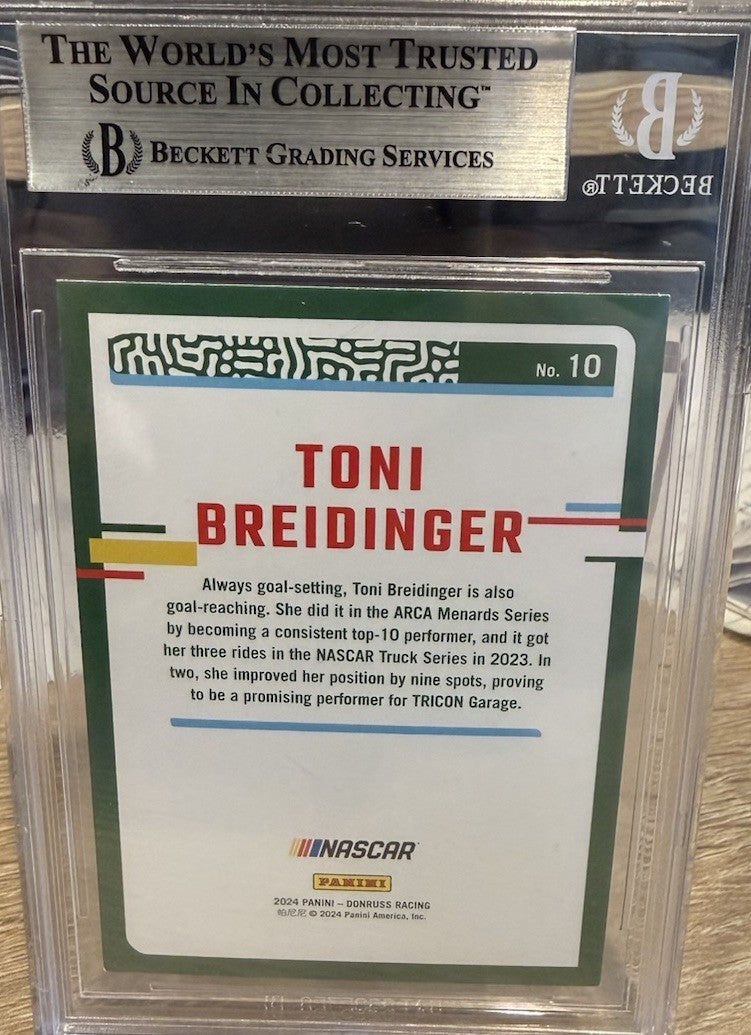 Signed 2024 Donruss Red & Blue #10 Toni Breidinger - Beckett BAS Slab