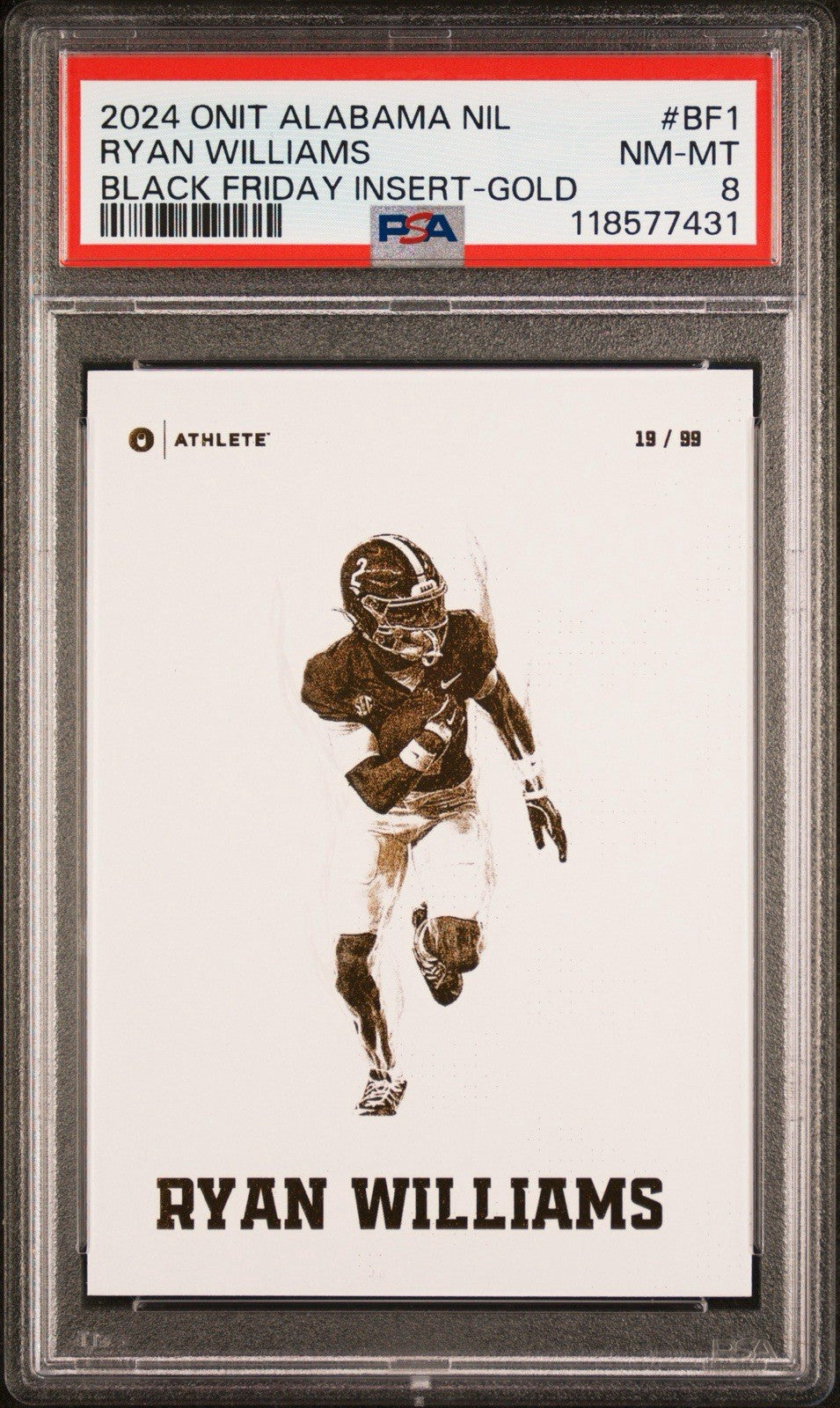 Ryan Williams Gold Holo Foil /99 Onit Athlete Whiteout #BF-1 - PSA 8