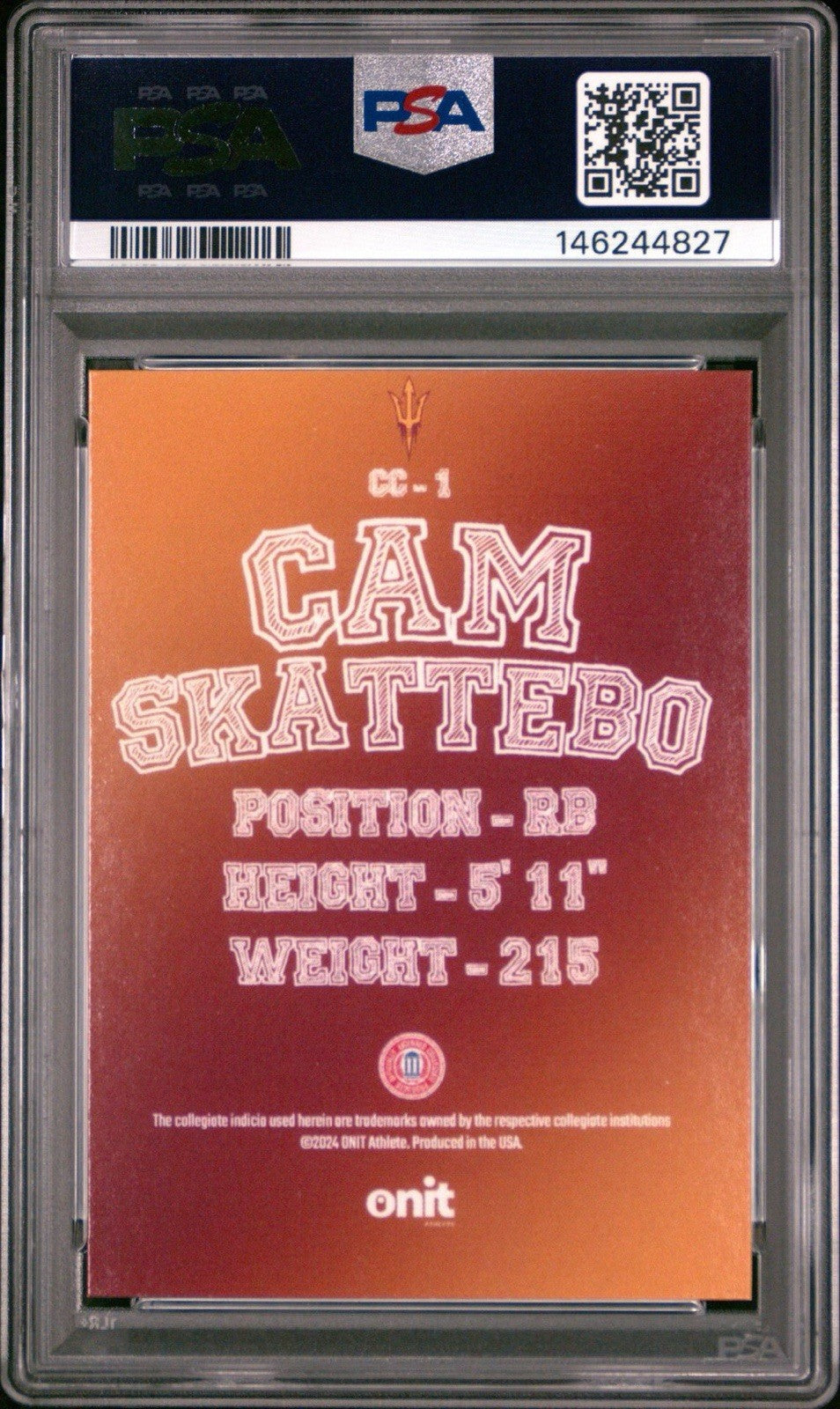 2024 ONIT CAM SKATTEBO College Colors CC-1 Holo PSA 10 Gem