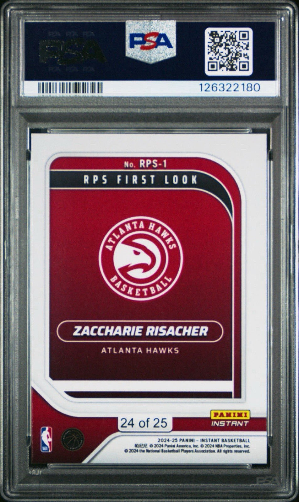 2024 PANINI INSTANT NBA RPS FIRST LOOK JUNGLE ZACCHARIE RISACHER /25 PSA 10 Gem