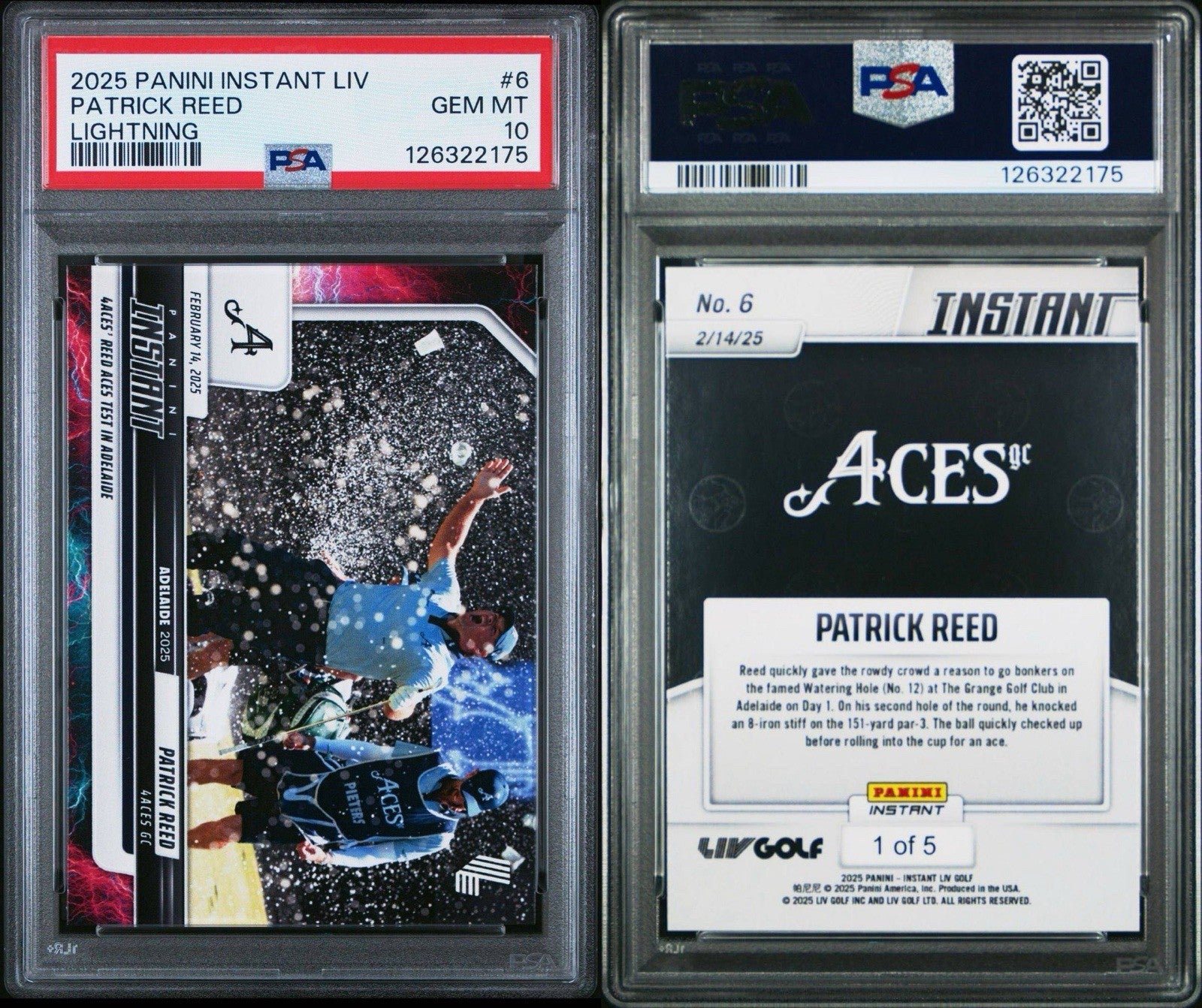 2025 PANINI INSTANT LIV GOLF #6 - Patrick Reed Lightning #d /5 - PSA 10 Gem