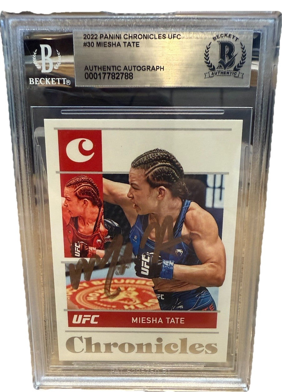 Signed Miesha Tate 2022 Panini Chronicles UFC #30 Auto - Beckett BAS Slabbed