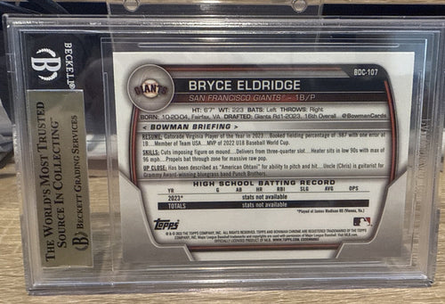 2023 Bowman Chrome Draft Bryce Eldridge Green Grass Ref #d /99 BGS 9.5 Gem Mint
