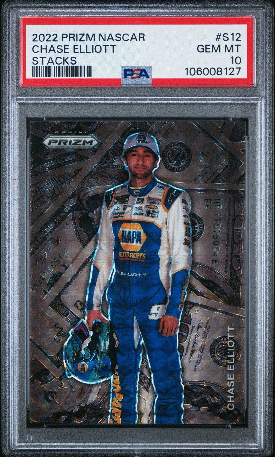 Chase Elliott 2022 Panini Prizm Racing Stacks Insert Card # S12 PSA 10 Gem Mint