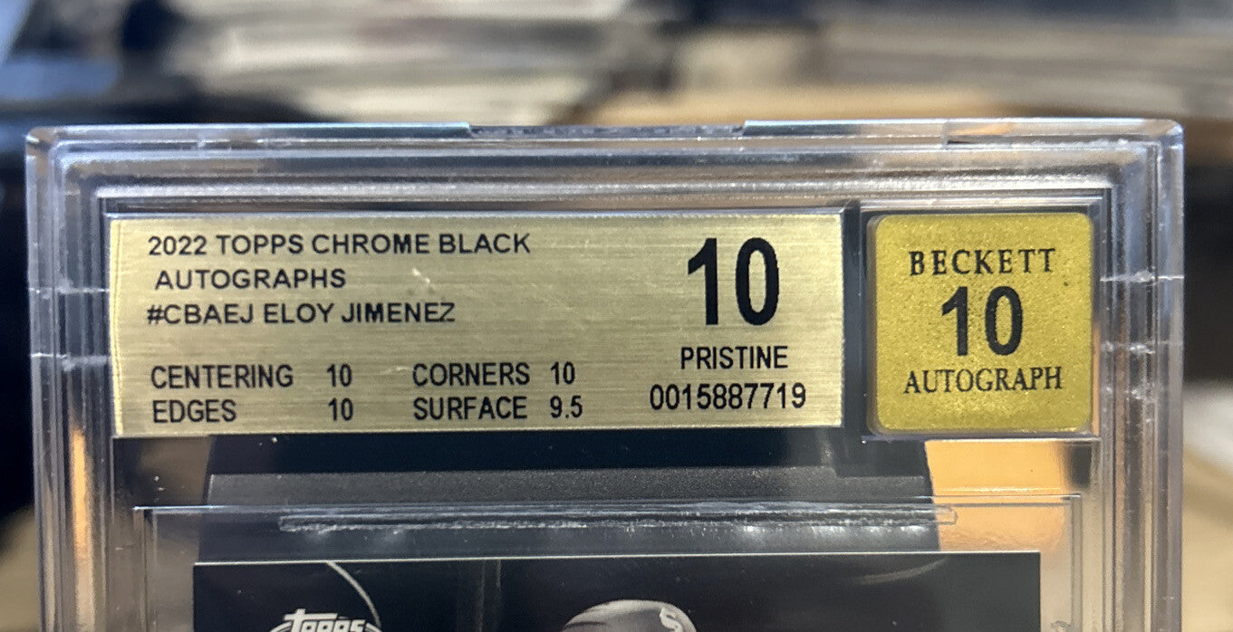 2022 Topps Chrome Black ELOY JIMENEZ Auto Card. BGS 10 Pristine Auto 10 Wh Sox