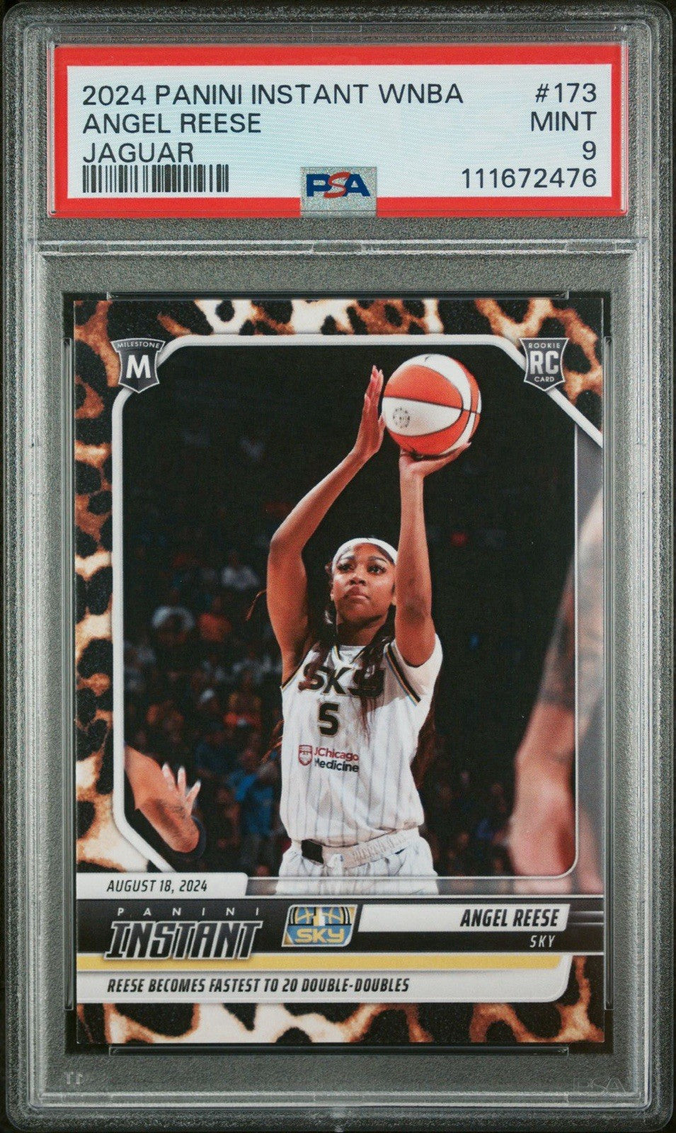 2024 Panini Instant WNBA #173 Angel Reese RC Jaguar /10 Rookie Record PSA 9