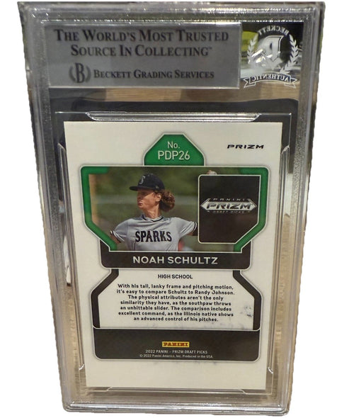 2022 Panini Prizm Draft NOAH SCHULTZ SIGNED Black Prizm- BAS - Slab