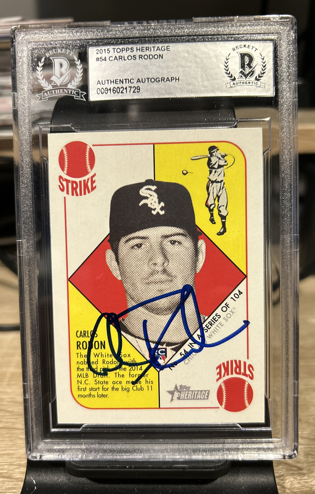Signed Carlos Rodon 2015 Topps Heritage Rookie BAS Certified BGS Encased - Auto