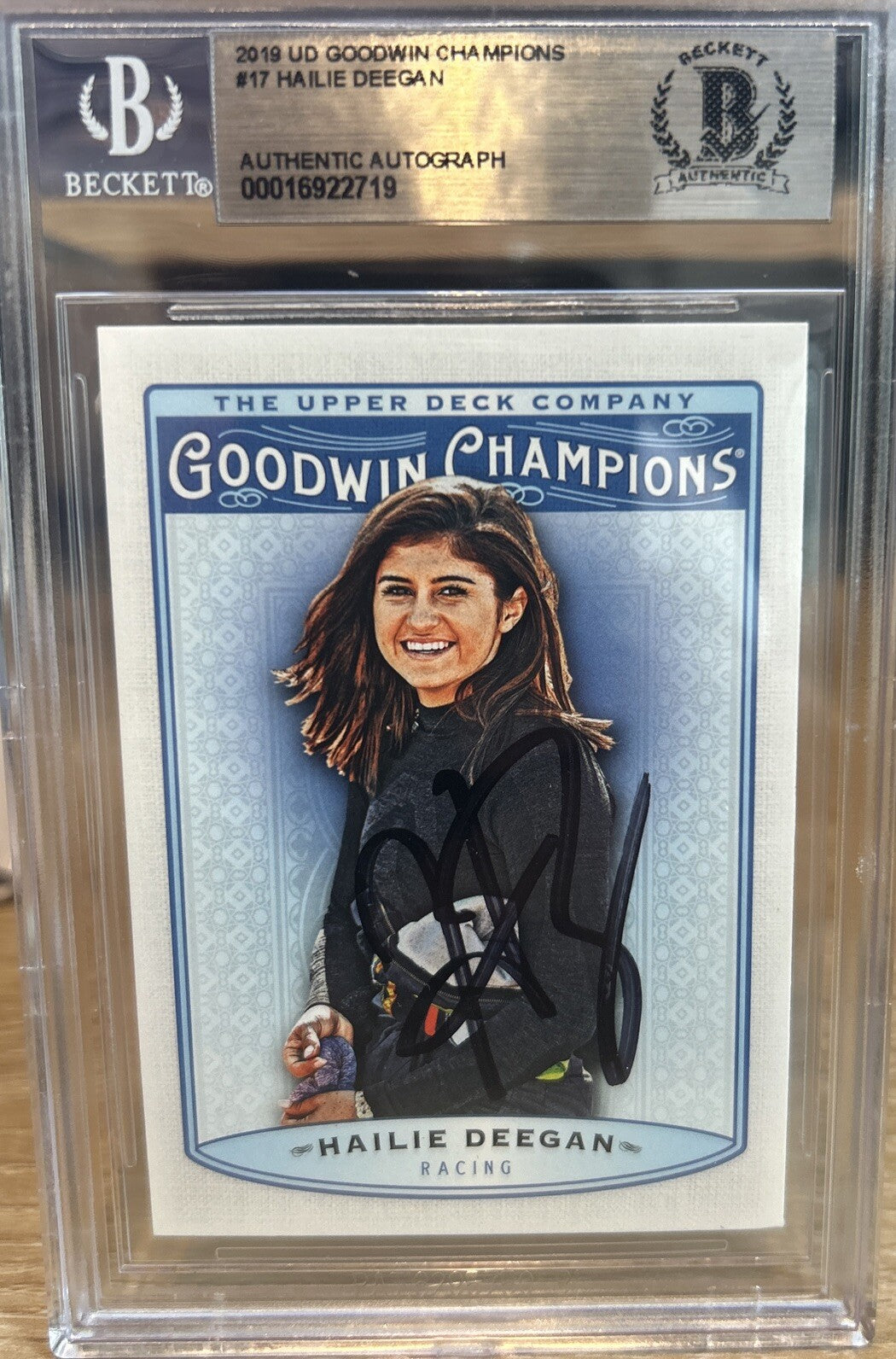 2019 Goodwin Champions Hailie Deegan #17 Autograph Beckett BAS Encased NASCAR