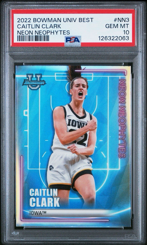 2022 Bowman University Best Neon Neophytes Caitlin Clark #NN3 PSA 10