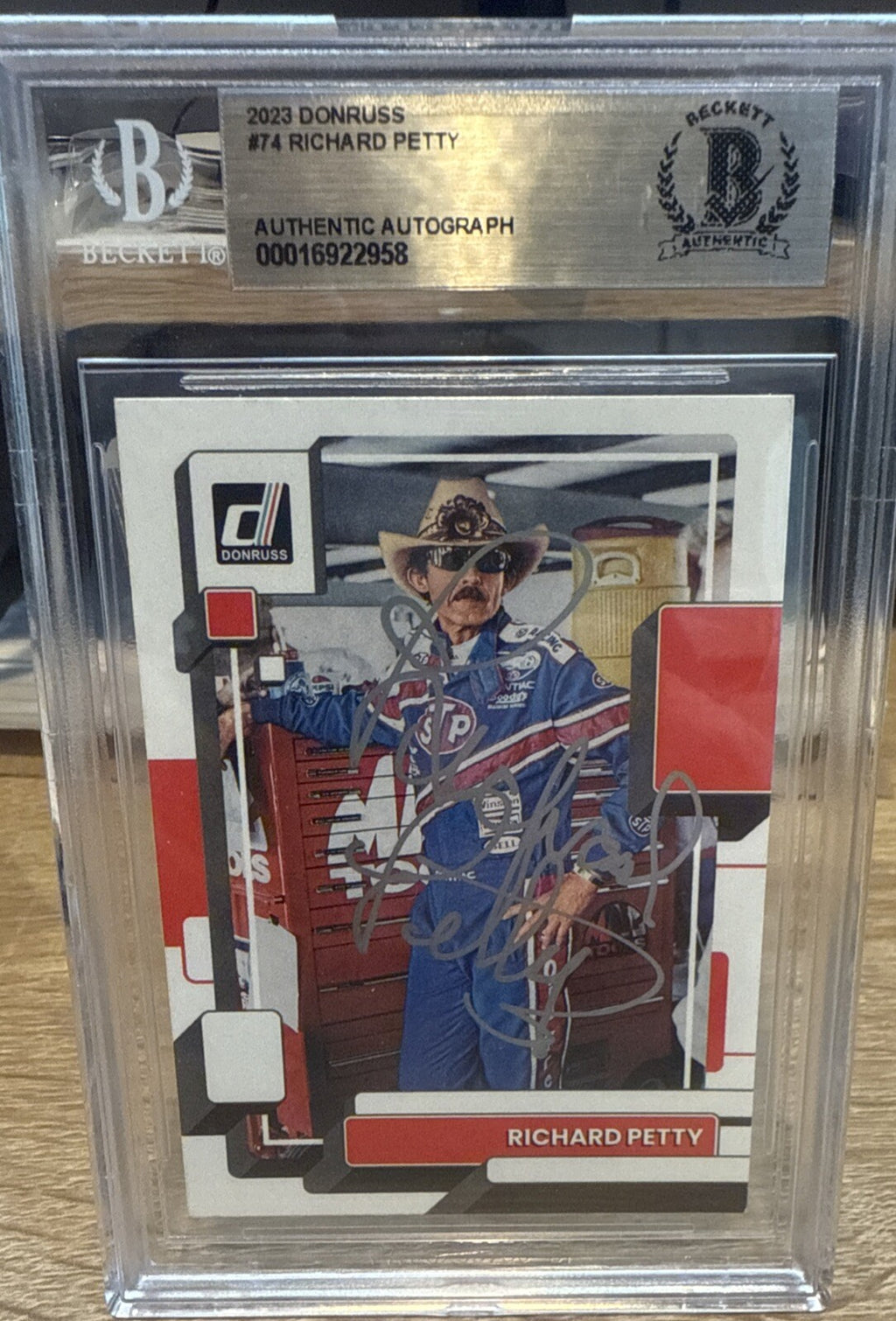 Signed 2023 Donruss #74 Richard Petty BAS Slab Beckett