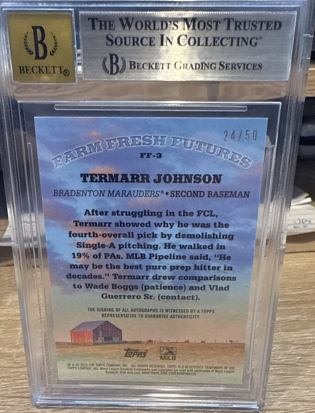 BGS 9 Auto 10 Gem - 2023 Topps Pro Debut - #FF-3 Termarr Johnson Auto /50