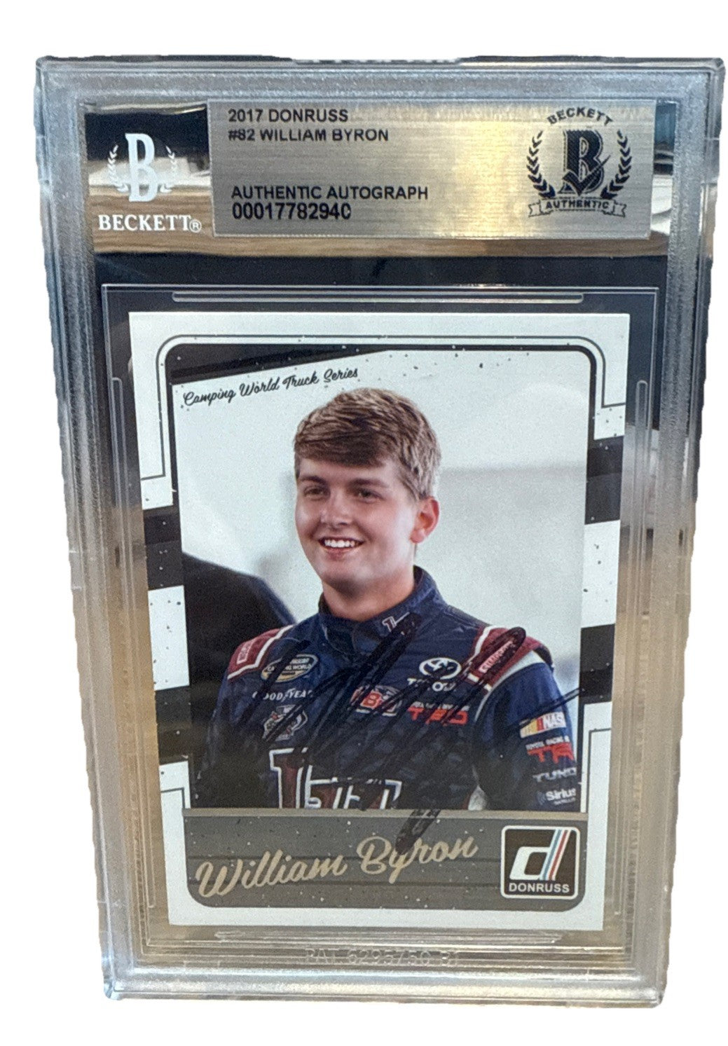 Signed 2017 Donruss #82 William Byron -Beckett BAS Slab