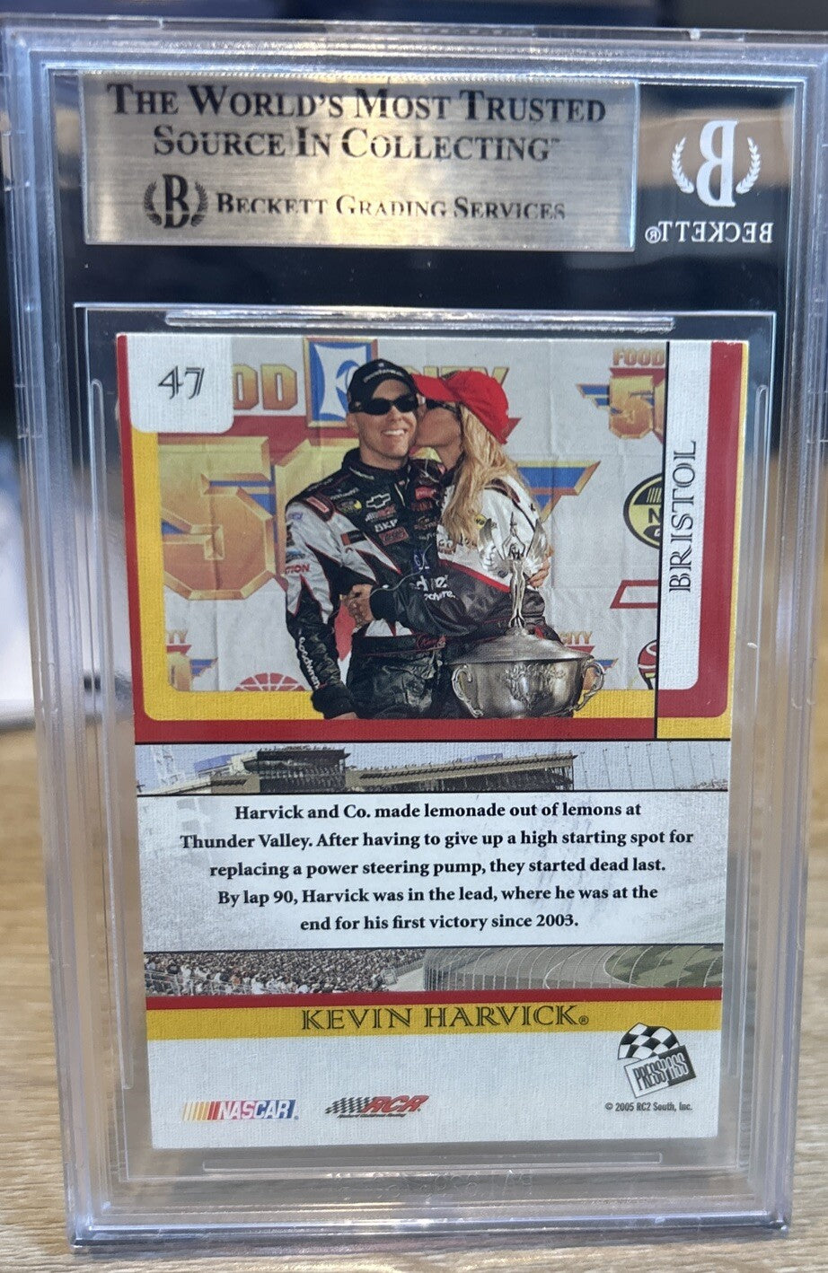 Signed Kevin Harvick 2005 Press Pass VIP #47 Beckett BAS Certed Slab