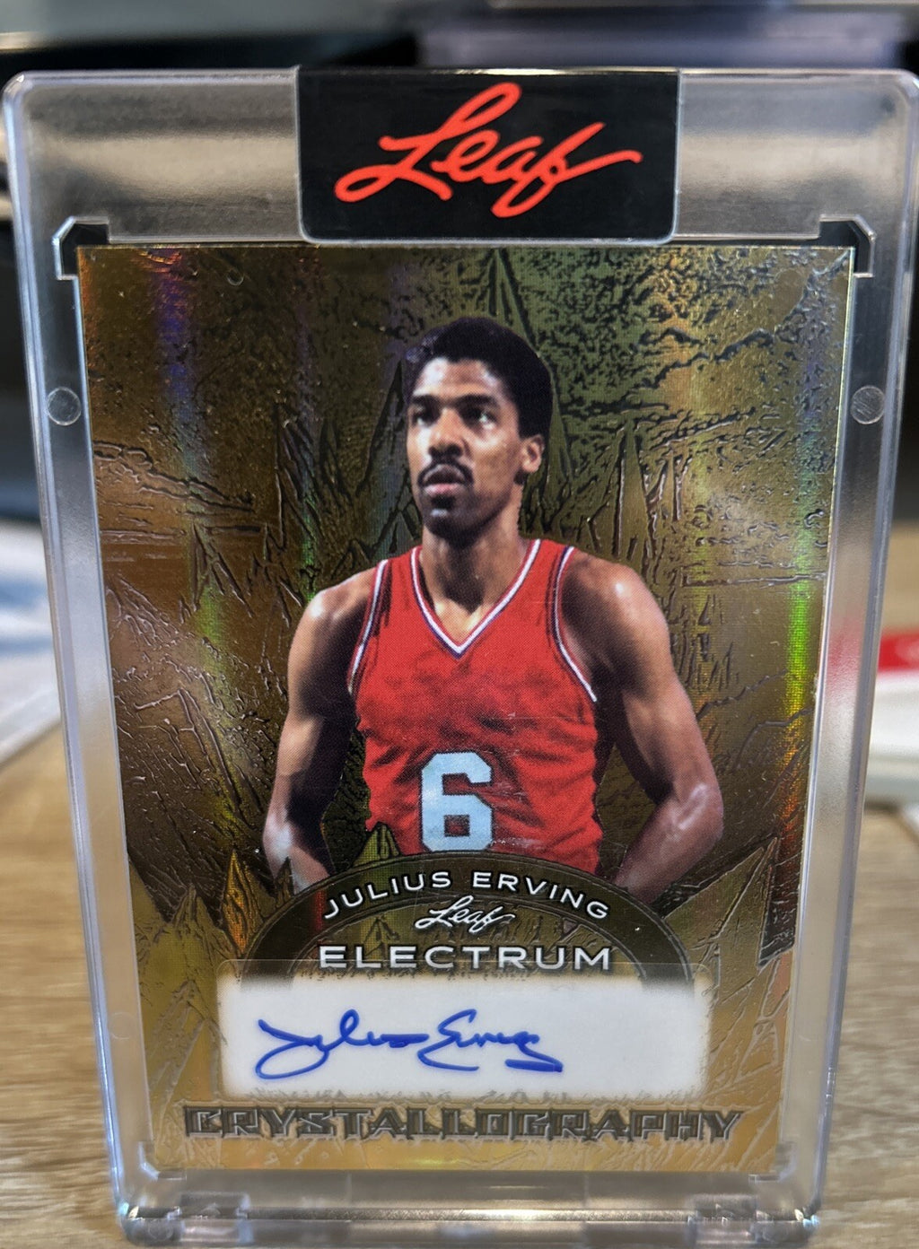 Julius Irving 2024 Leaf Electrum Gold Crystallography 1/1 Philadelphia 76ers 🔥