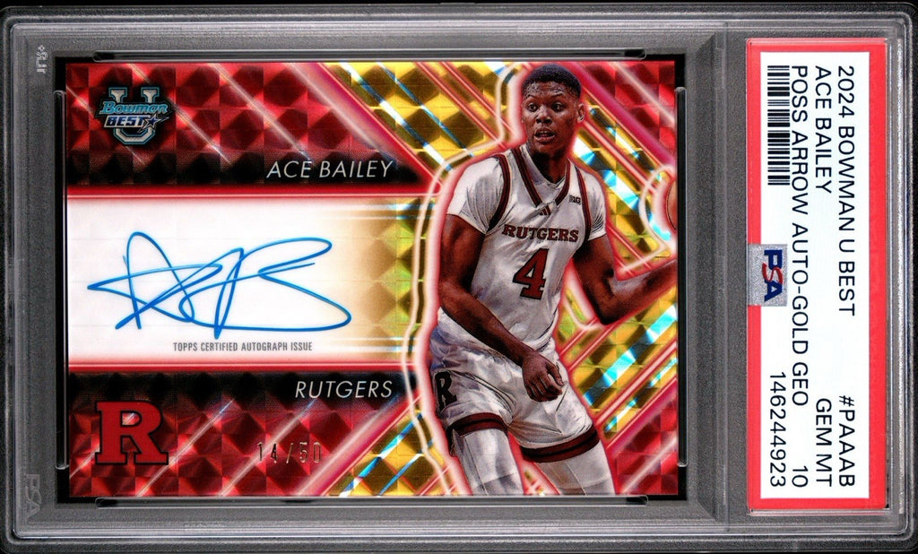 2024 BOWMAN U BEST ACE BAILEY POSSESSION ARROW AUTO Gold GEO. /50 PSA 10 Gem