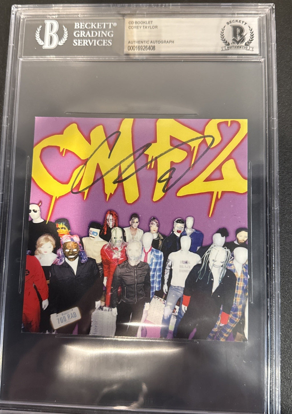 Corey Taylor / SLIPKNOT Autographed Signed CD Booklet  "CMF2" BAS Encased Slab