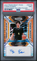 2024 PANINI PRIZM DRAFT PICKS TYRAN STOKES Orange Pulsar Auto  #d /49 - PSA 9
