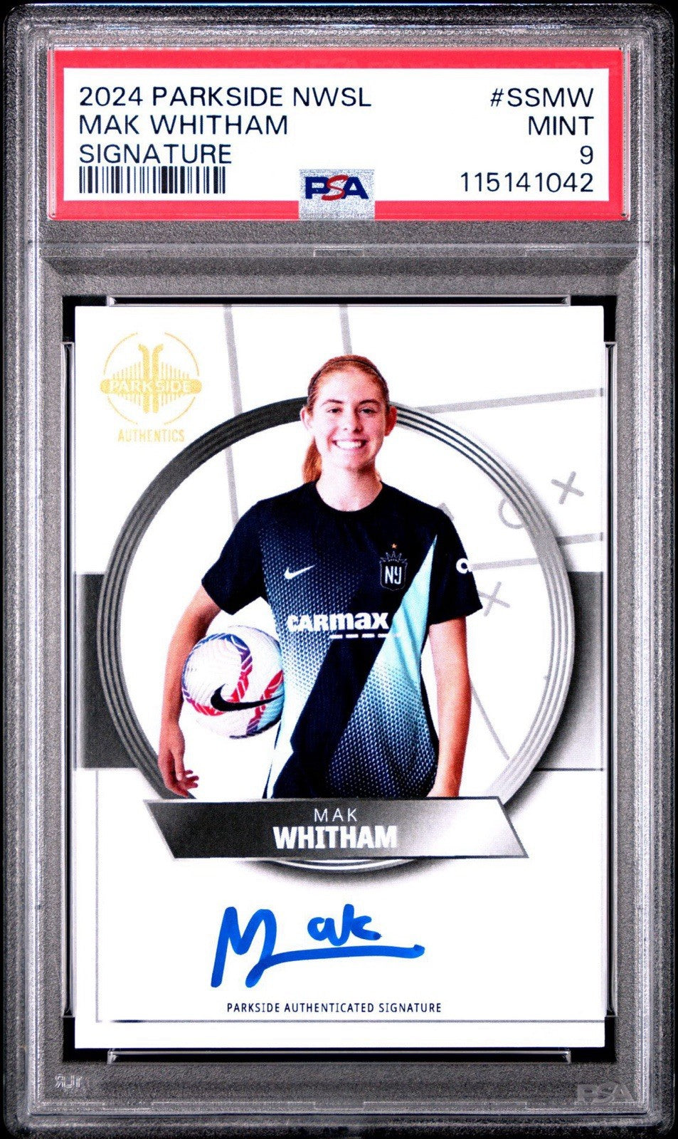 Mak Whitham 2024 Parkside NWSL Vol 2 Signature Series /399 Auto RC PSA 9