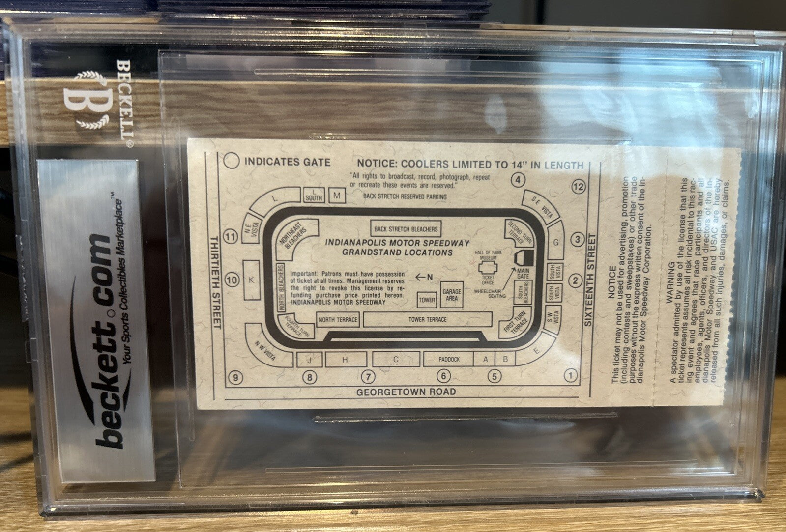 Al Unser Jr. signed 1992 Indy 500 Ticket Stub Race winner Beckett BAS Slab