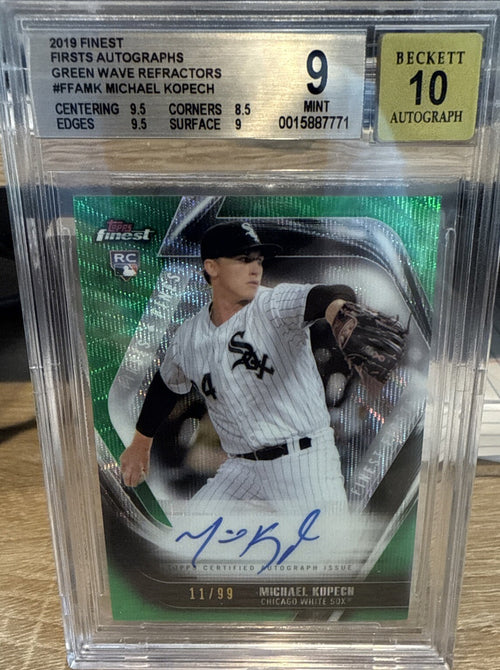 2019 Topps Finest Green Wave /99  Michael Kopech Auto BGS 9/Auto 10