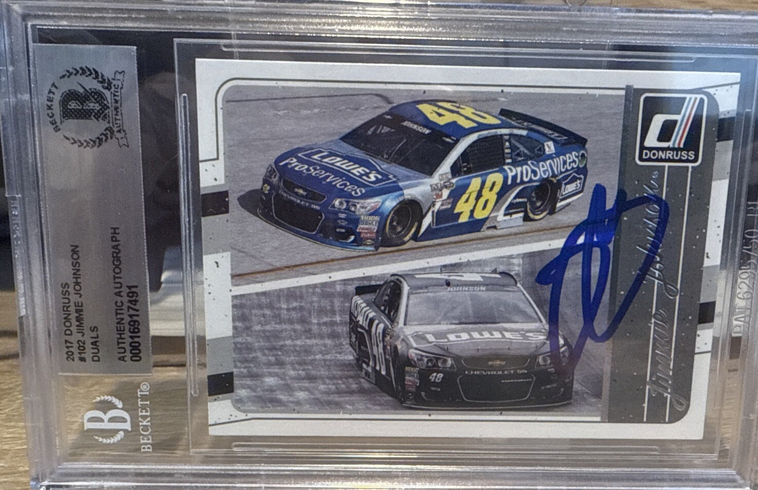 Signed 2017 DONRUSS JIMMIE JOHNSON #102 AUTOGRAPH BECKETT BAS Slab