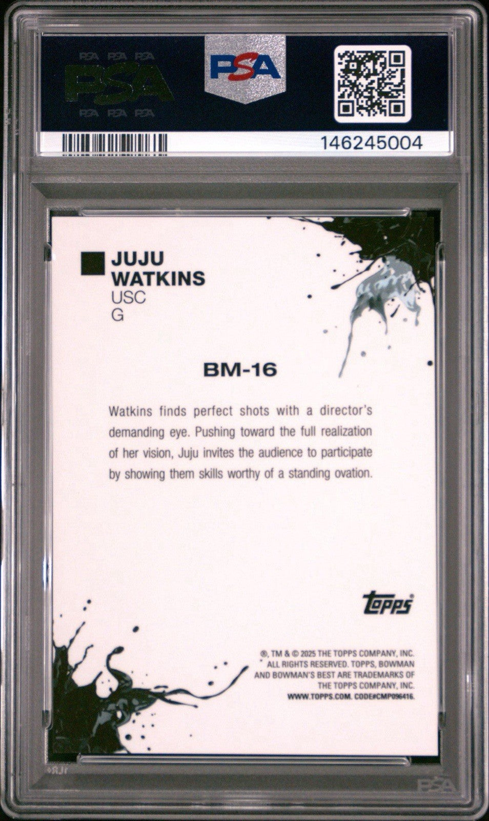 2024-25 Bowman U Best Black Refractor /10 JuJu Watkins PSA 10 Gem