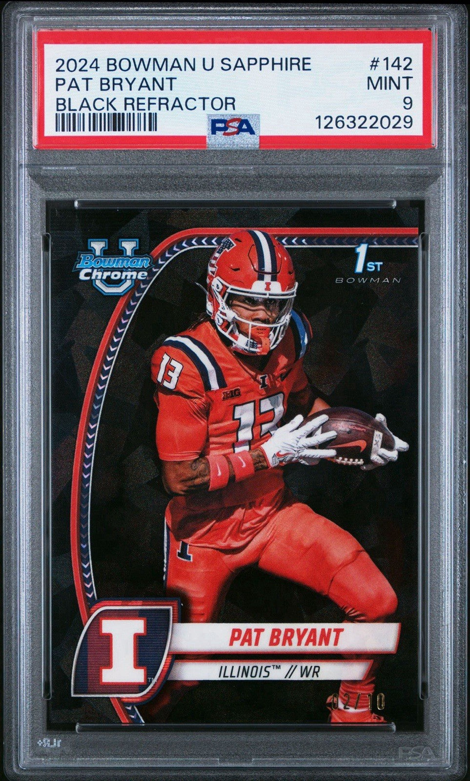 2024 Bowman U Chrome Sapphire Edition Pat Bryant #142 Black #d /10 - PSA 9