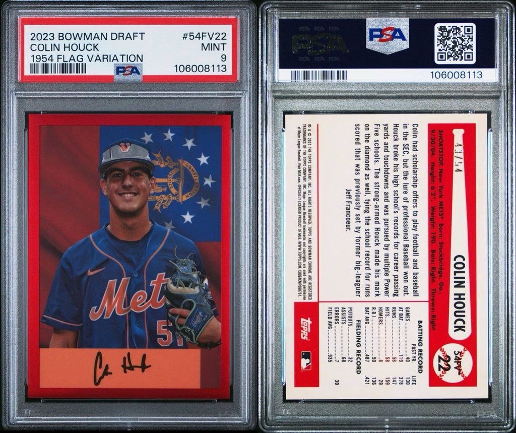 2023 Bowman Draft Bowman Flag Variation Colin Houck 1954 Flag Variation PSA 9
