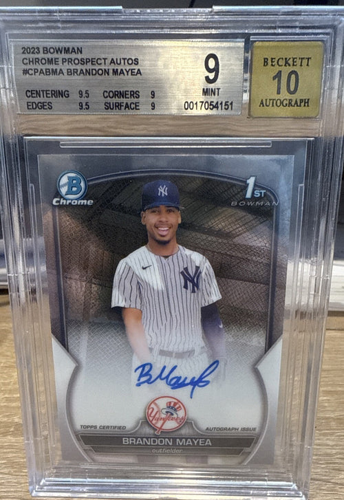 2023 Bowman Chrome Brandon Mayea 1st Prospect Auto #CPA-BMA BGS 9 Auto 10