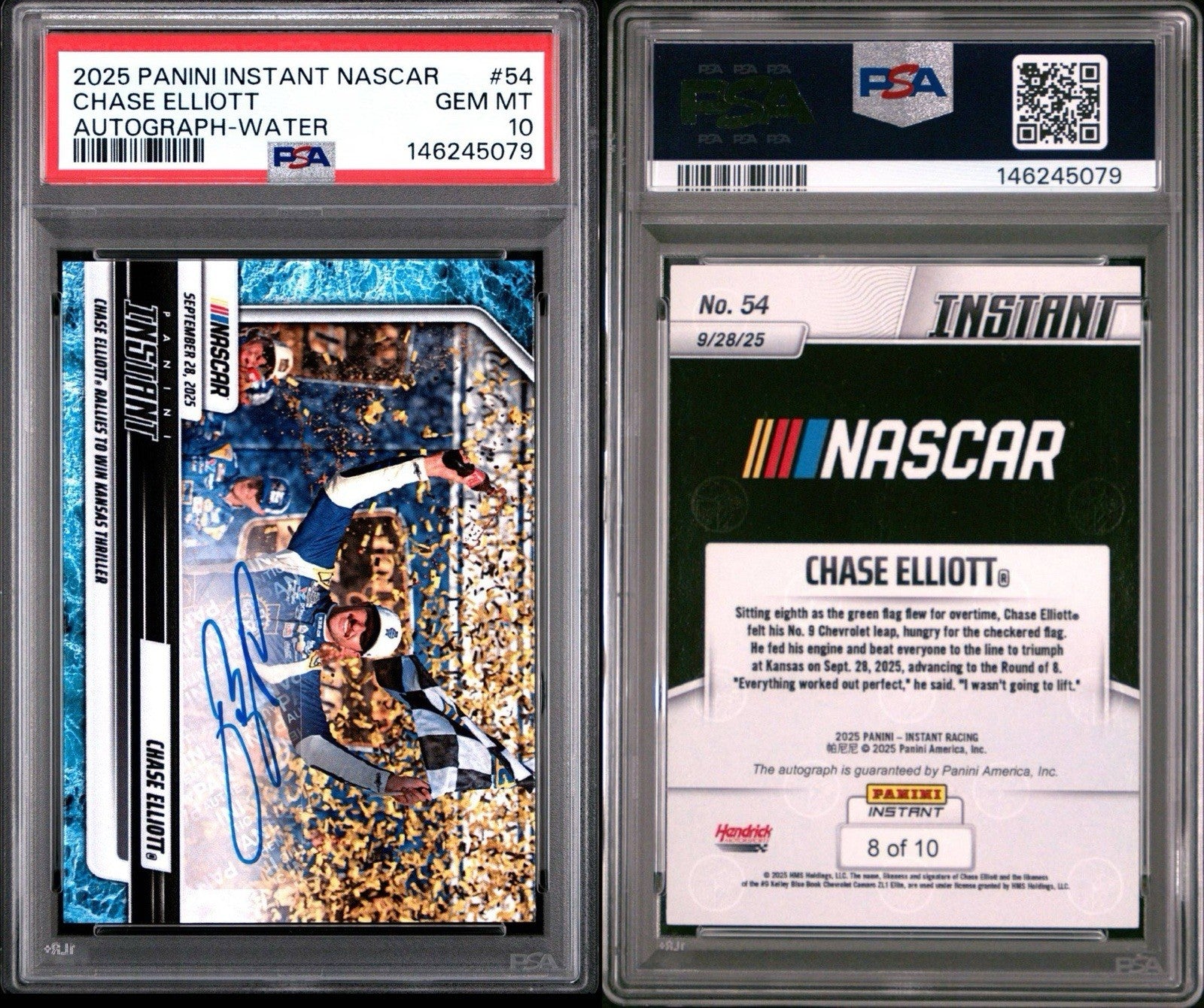 2025 PANINI INSTANT NASCAR RACING AUTO CHASE ELLIOTT - WATER #8/10 - PSA 10 Gem