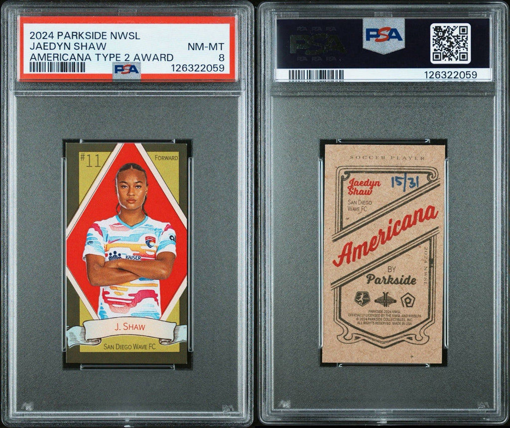 2024 Parkside NWSL Americana Type II Award #d  /31 Jaedyn Shaw PSA 8