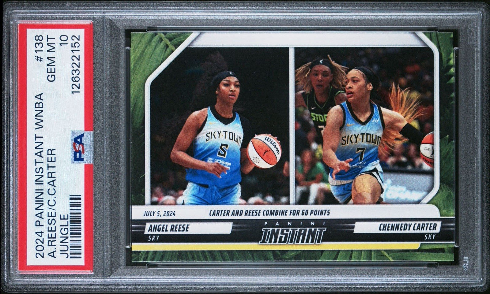 2024 Panini Instant WNBA #138 Angel Reese Chennedy Carter Jungle /25 PSA 10 Gem