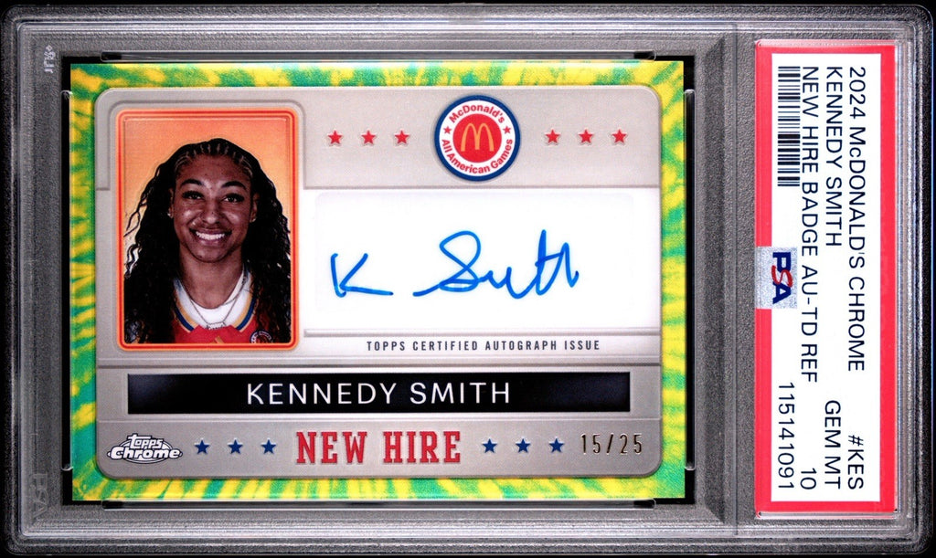 2024 Topps Chrome McDonald's New Hire - Kennedy Smith Tie-Dye Auto /25 - PSA 10