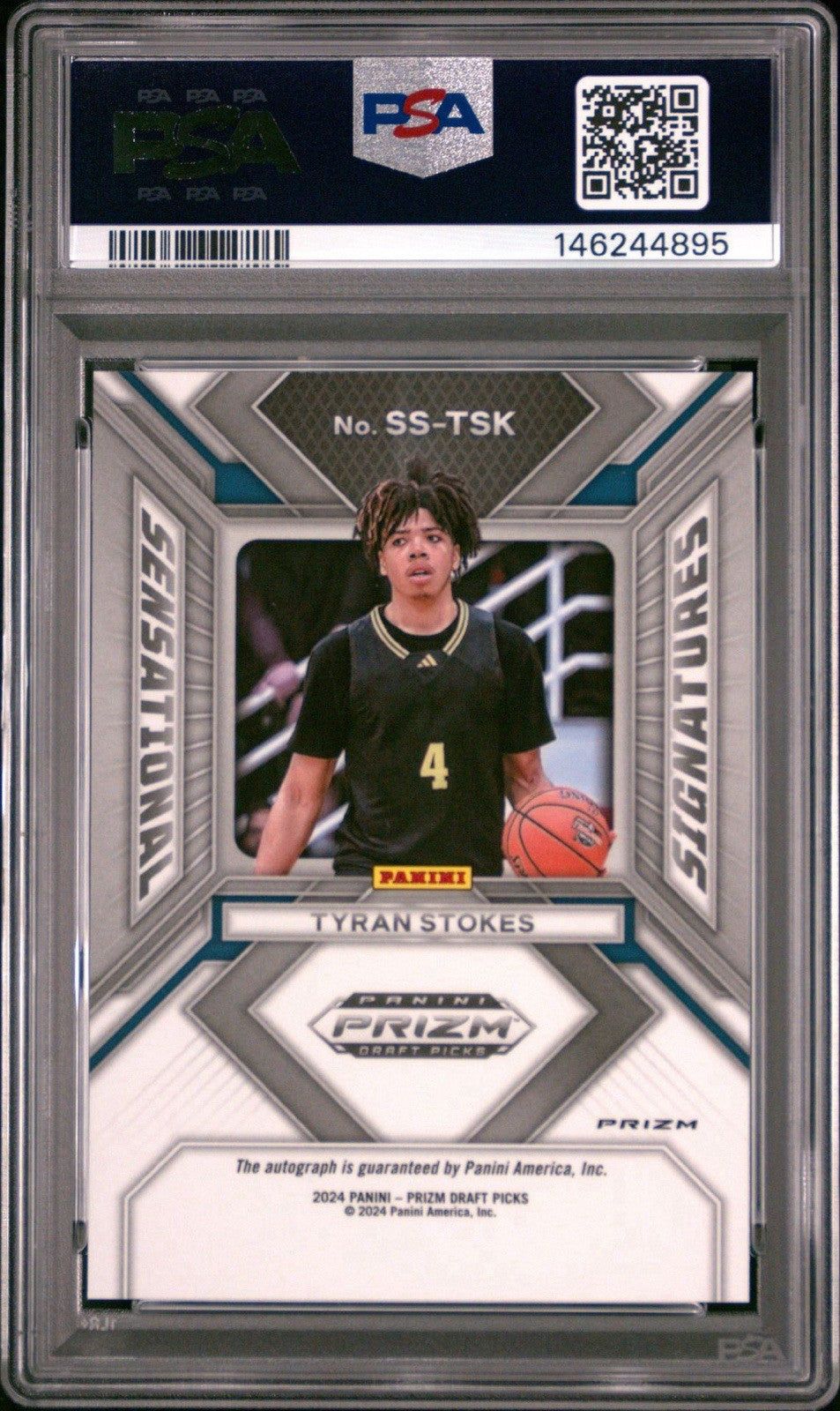 Tyran Stokes 2024 PANINI PRIZM DRAFT SENSATIONAL SIGNATURES SILVER PRIZM -PSA 9