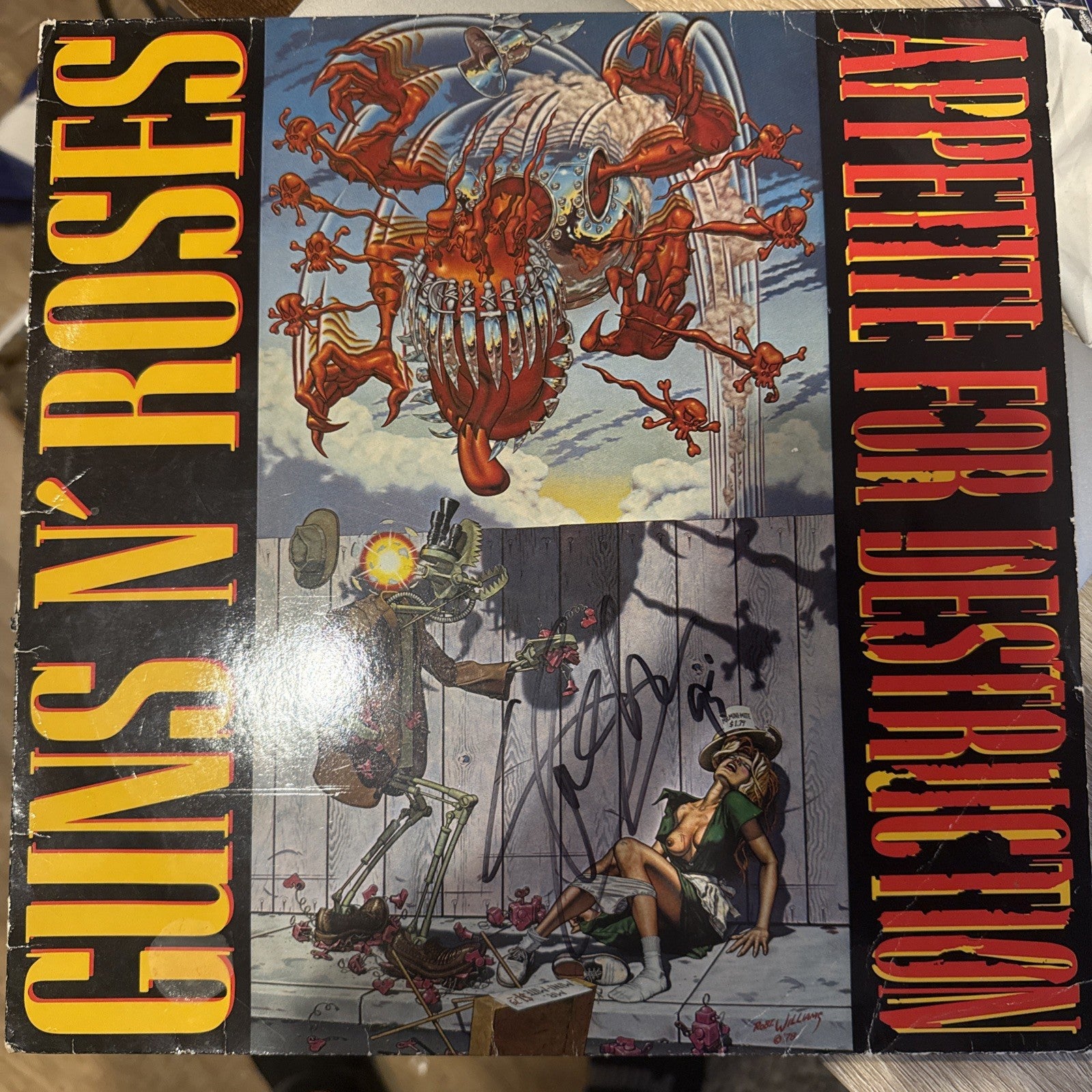 SLASH signed GNR Appetite for Destruction Original VINYL - BAS Beckett Letter