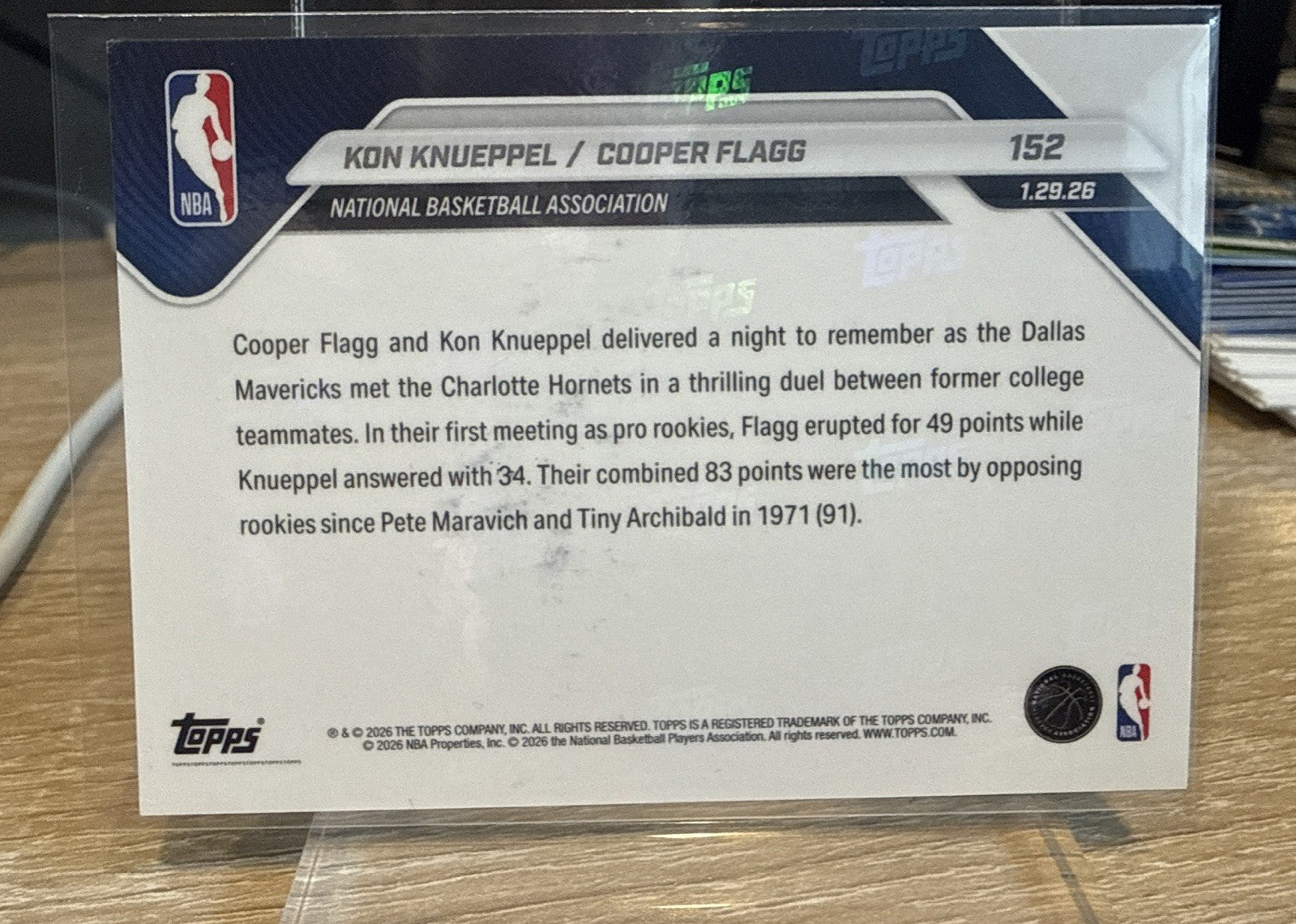 Signed By Kon Knueppel 2025-26 Topps Now Basketball Kon/Flagg RC #152 - IP AUTO